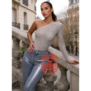 LAST ONE! ZARA Blogger Fave One Shoulder Embellished Bodysuit NWT